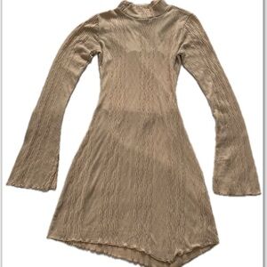 Chic Long Sleeve Dessert Tan Dress